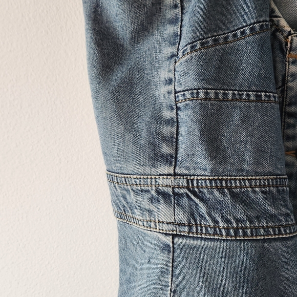 eshakti Light Blue Denim Tank with Leather Logo Patch - Picture 7 of 8